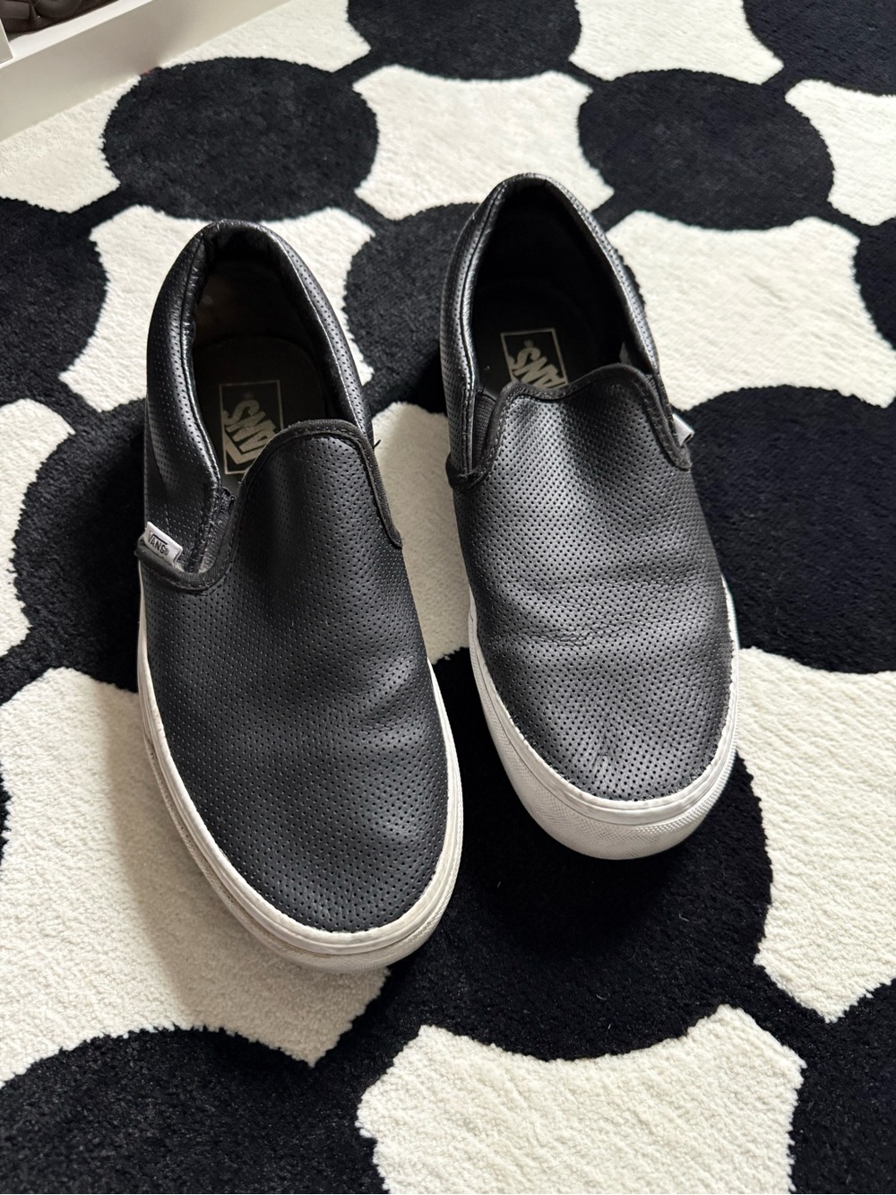 Vans Black Perforated Leather Slip-On Sneakers